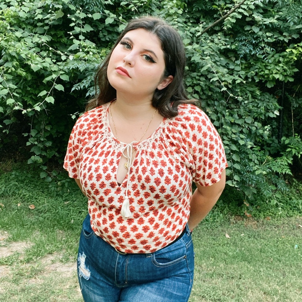 Lucky Brand Knit Short Sleeve Blouse